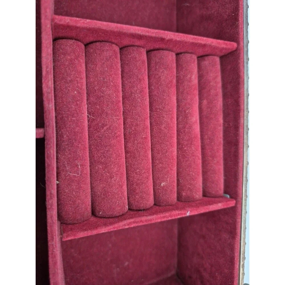 Vintage Godinger Silver Plated Large Jewelry Box Red Velvet Interior 1980s